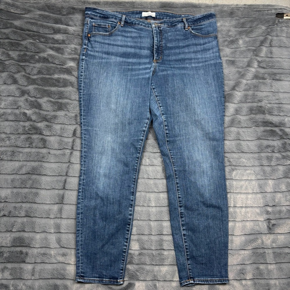 Loft Curvy Skinny Jeans Womens 18 34 Medium Wash Stretch Denim Blue Pants